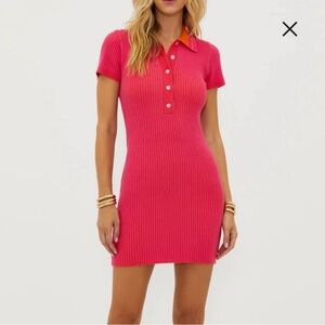 Beach Riot Ribbed Knit Bodycon Dress | Pink Orange Polo | Size S